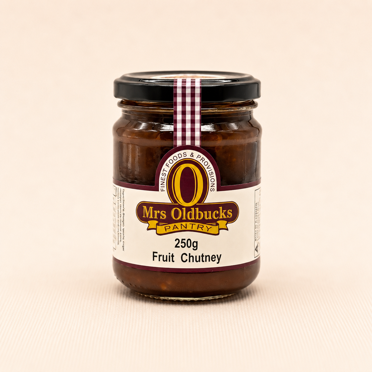 Mrs Oldbucks Pantry Fruit Chutney 250g – traditional gourmet fruit chutney in a glass jar, perfect for cheese platters, sandwiches, cold meats and roast meats.